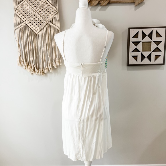 Love Stitch White Strappy Sundress Orange Blue Embroidered Chest Design Size Med - Picture 2 of 11
